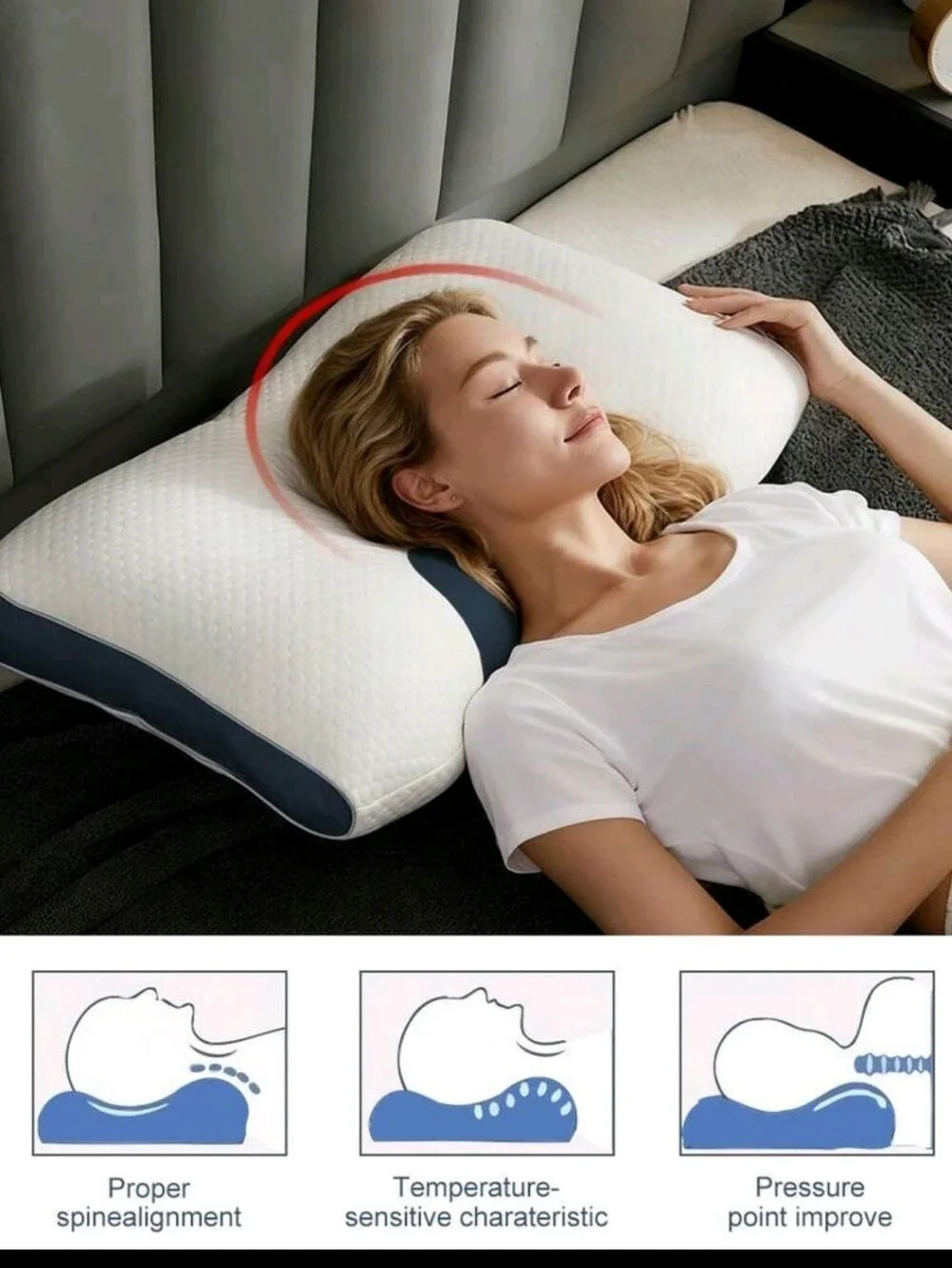 2 Pcs White and Black Contour Massage Pillows